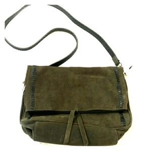 Zara Army Green Olive Suede Leather Bag